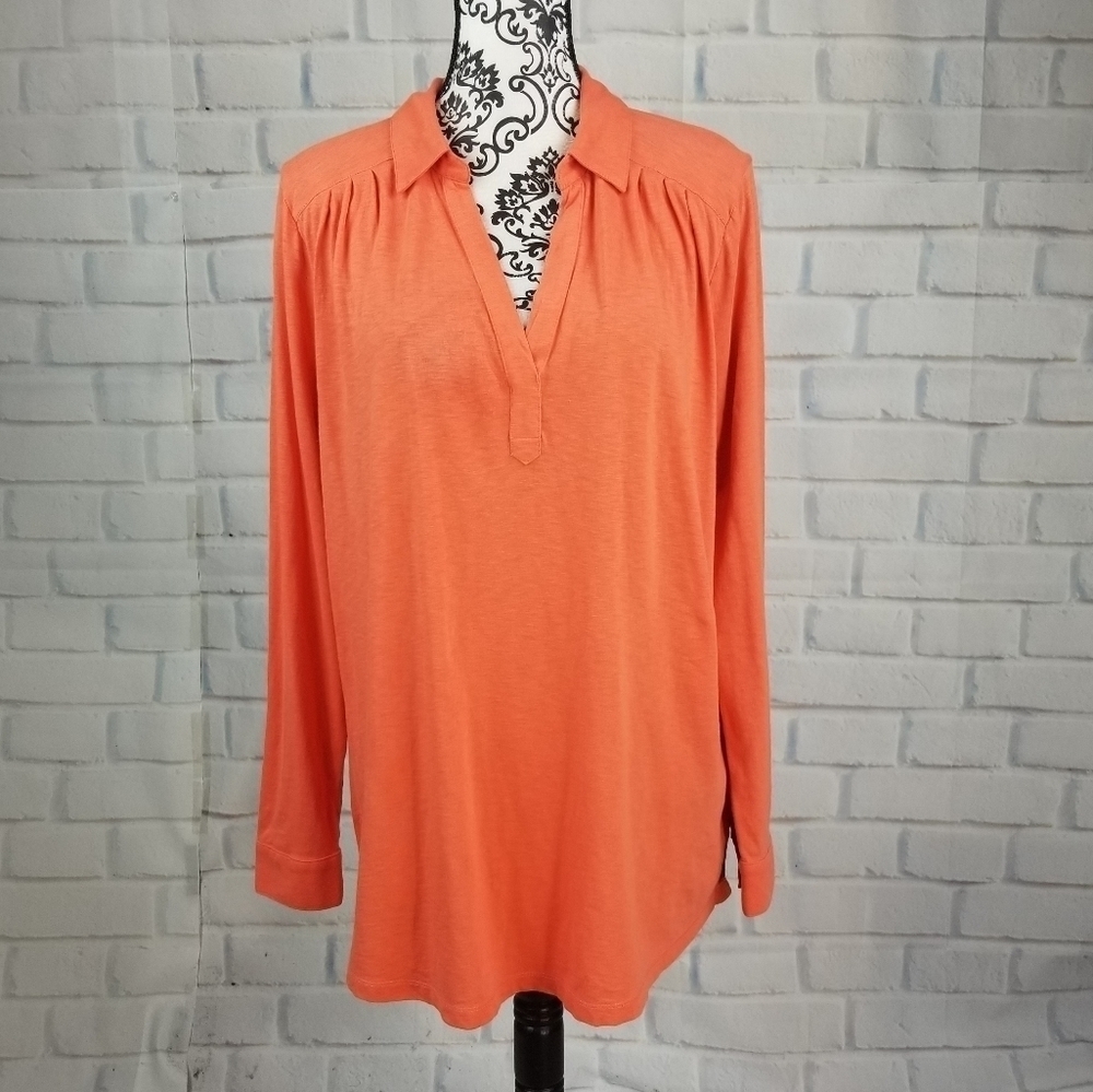 J Jill long sleeve popover stretch knit top sz L